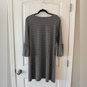 beachlunchlounge Black and White Plaid Long Sleeve Dress